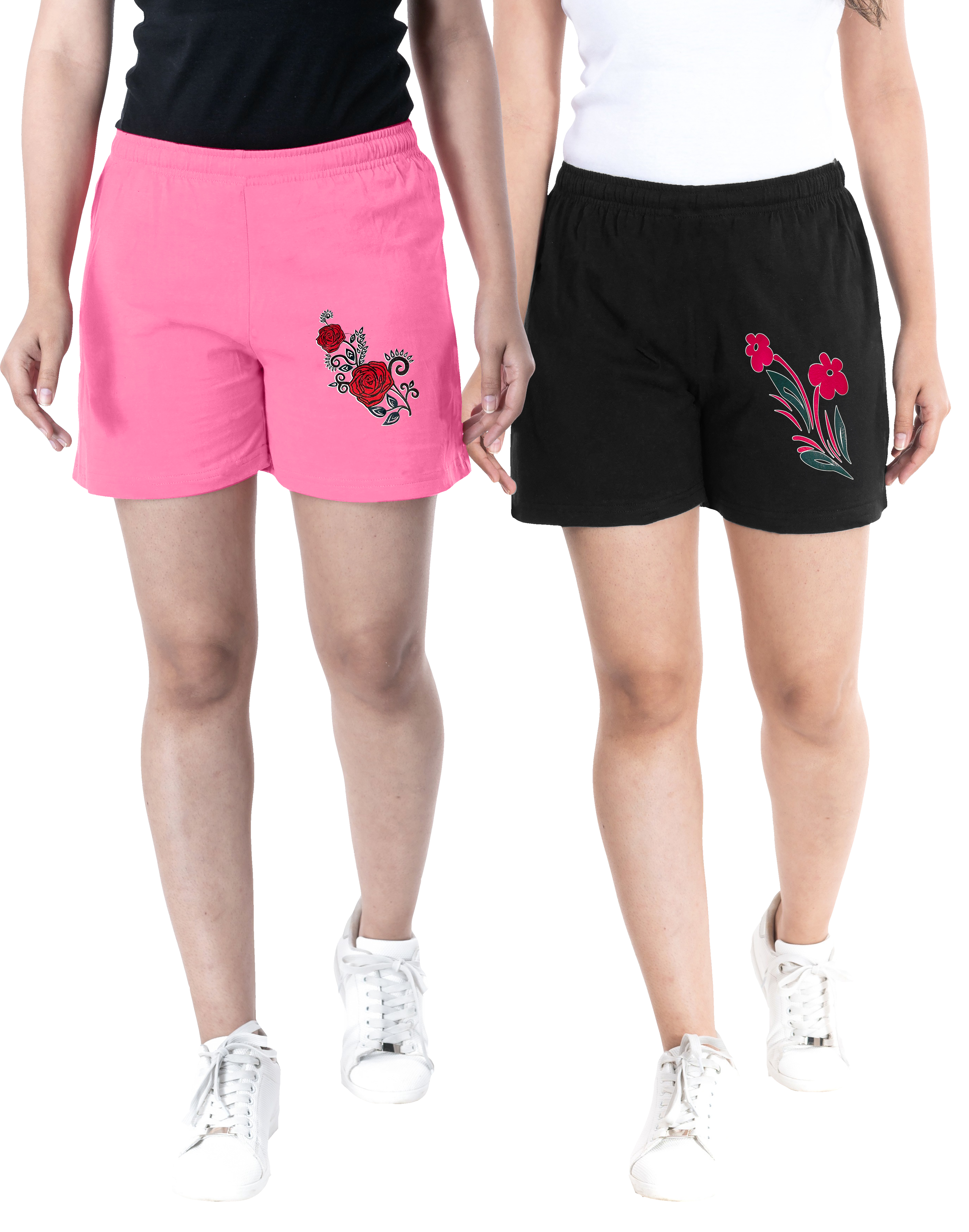 PINK & BLACK WOMENS SHORTS COMBO