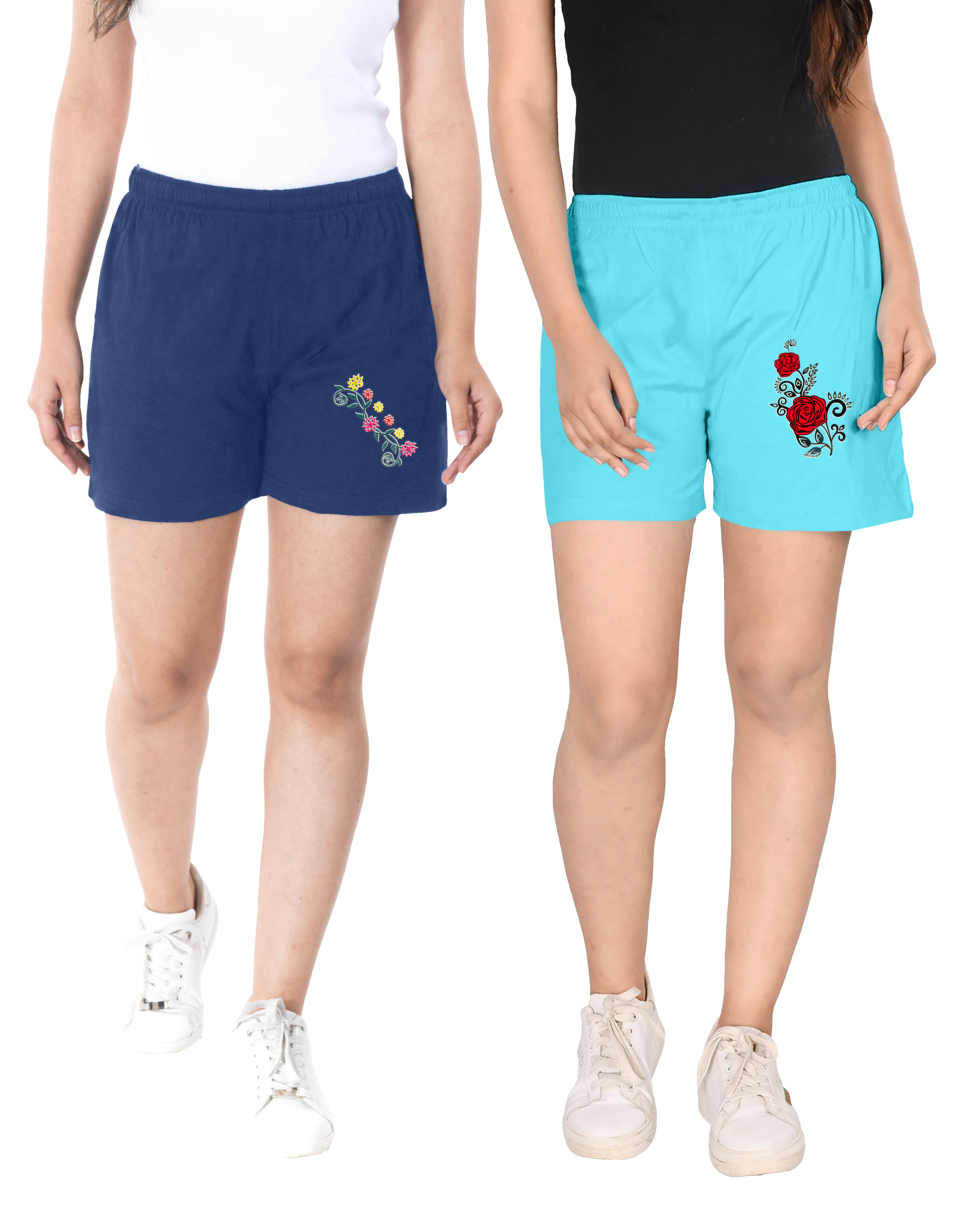 NAVY & SKY BLUE WOMENS SHORTS COMBO