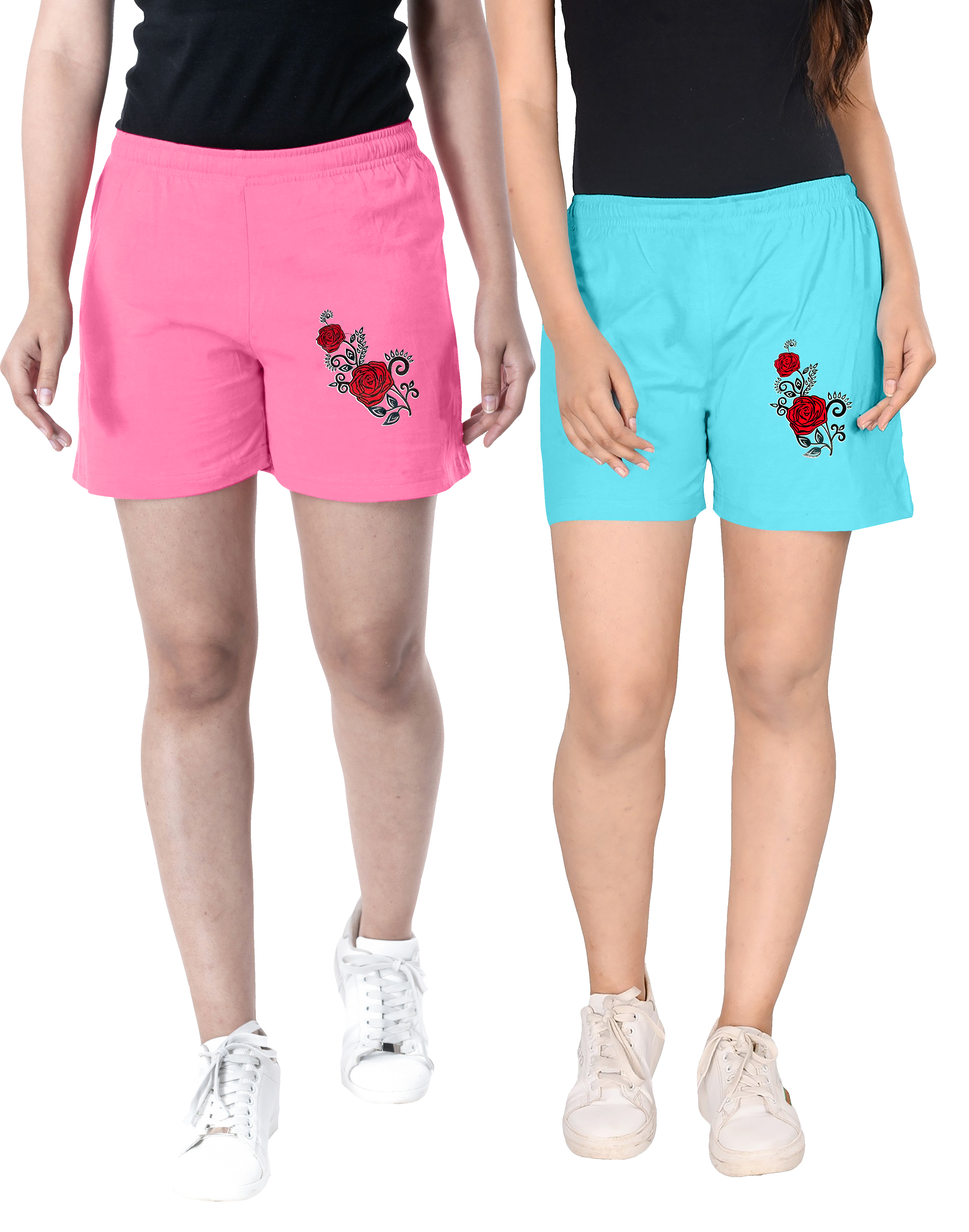 PINK & SKY BLUE  WOMENS SHORTS COMBO