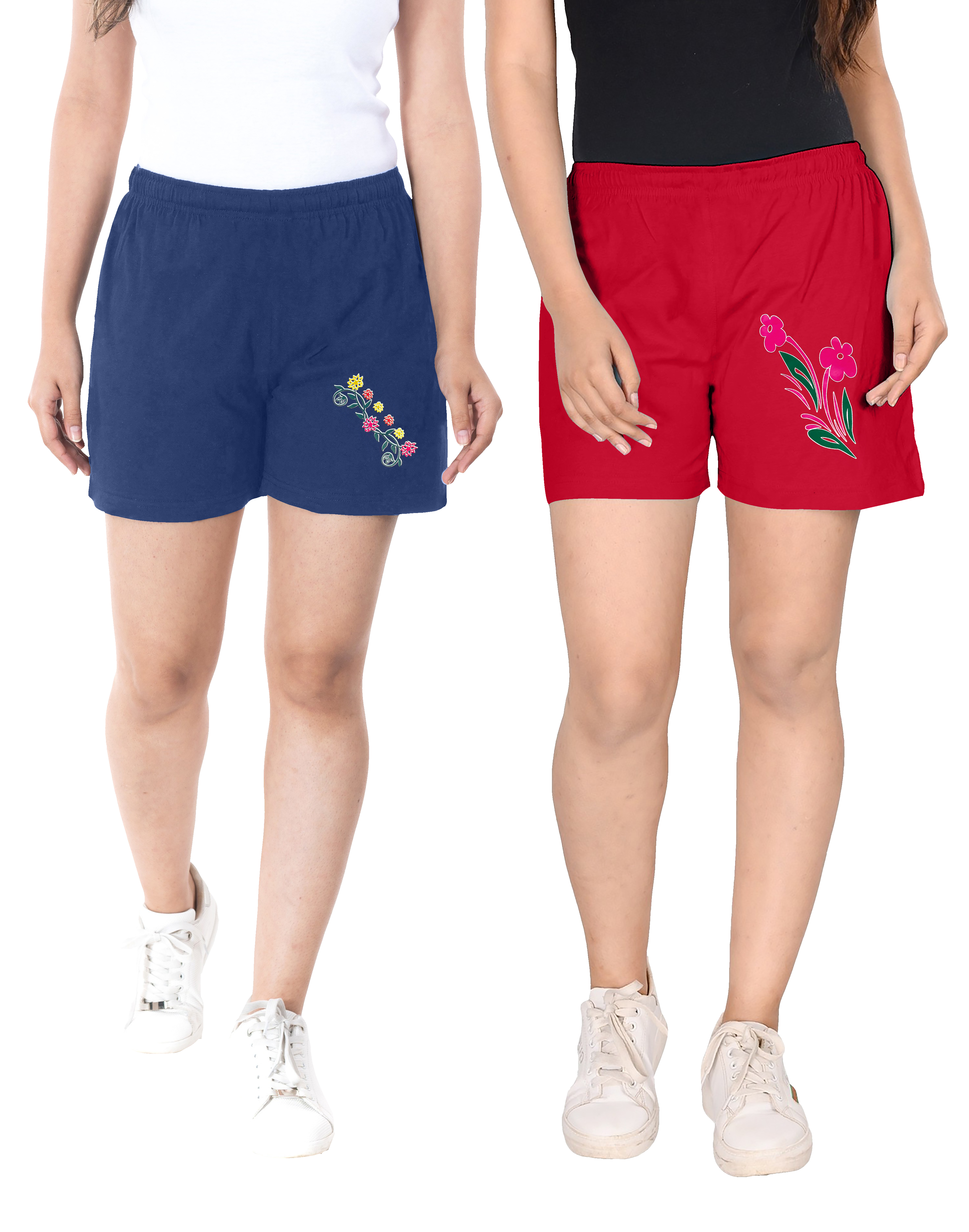 NAVY & RED  WOMENS SHORTS COMBO