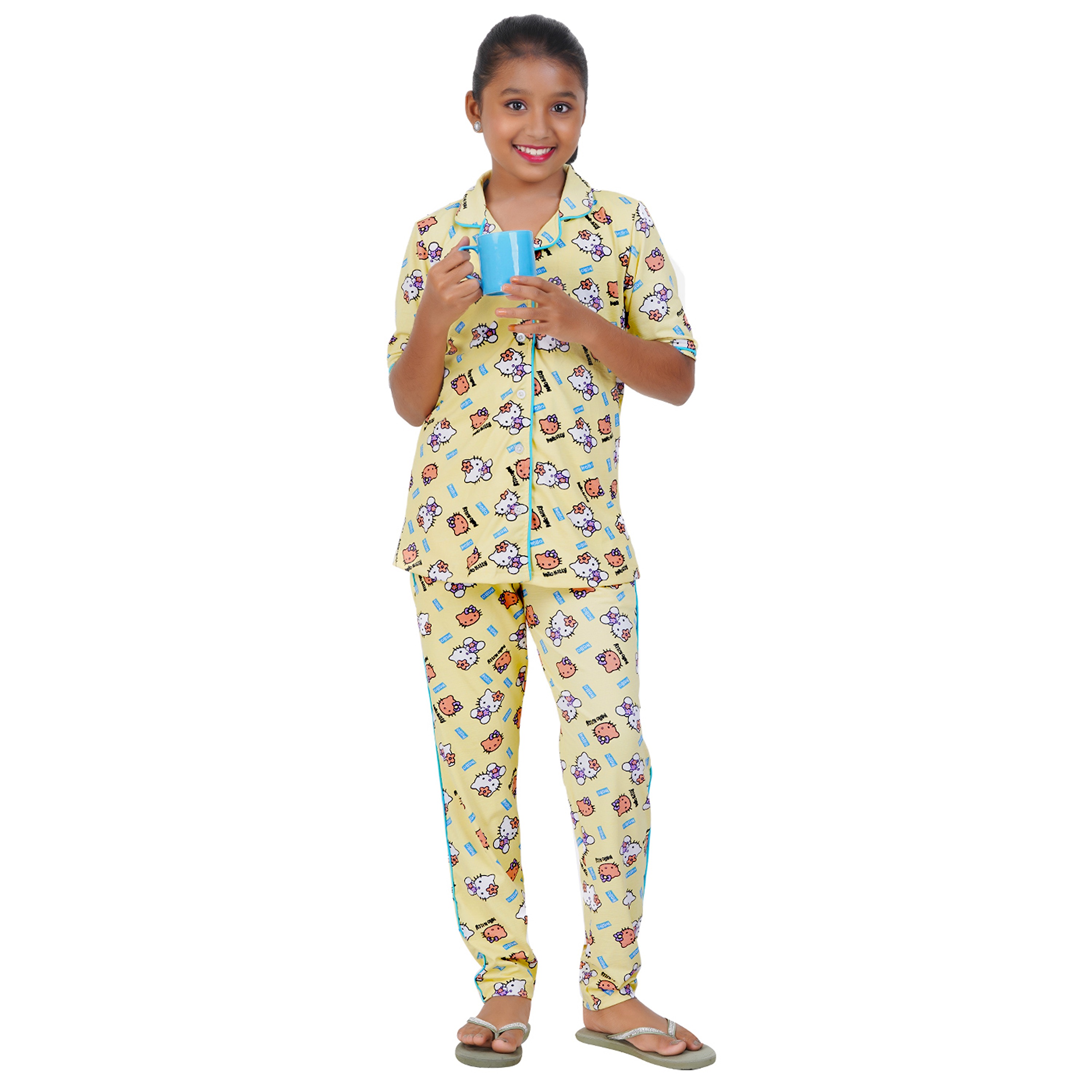 GIRLS PYJAMA FULL SET(LIME)