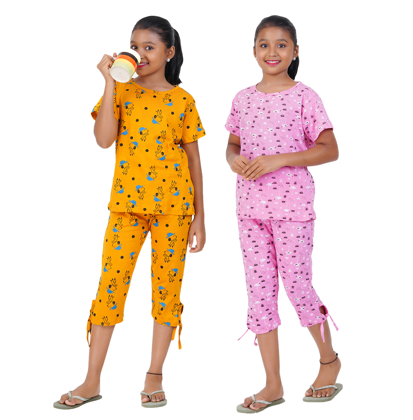 GIRLS  PRINTED CAPRI SET